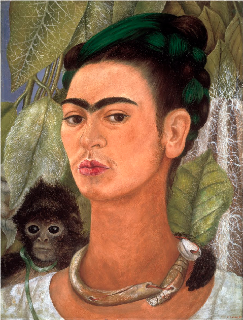 Cartaz Autorretrato com Macaco Frida Kahlo Google Arts Culture