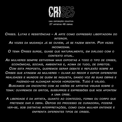2 Cartaz Crises - Exposição Coletiva de Arte 11 de junho - 4 de julho de 2021 PORTO FEMME - International Film Festival Covilhã