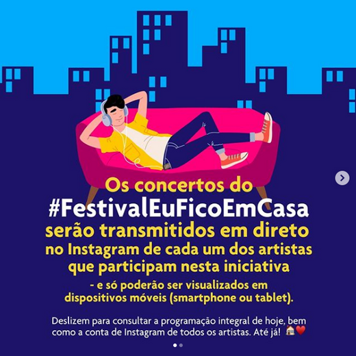 2º Cartaz Festival EuFicoEmCasa no Instagram 17 a 22 de Março de 2020 Portugal