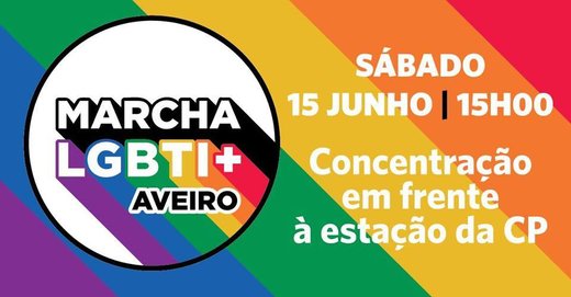 Cartaz 1ª Marcha Lgbti+ Aveiro 15 Junho 2019