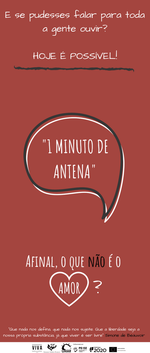 Cartaz "1 minuto de antena" 14 Fevereiro 2020 EIR - Emancipação, Igualdade e Recuperação - UMAR Porto
