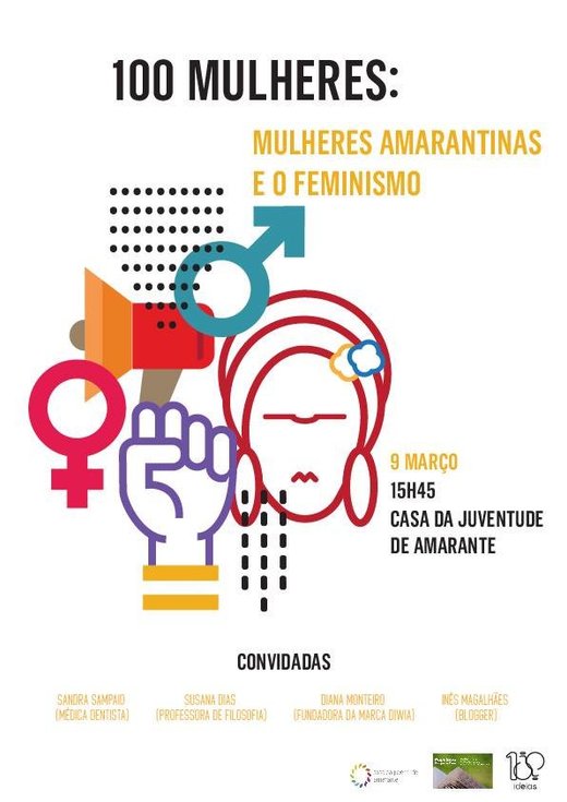 Cartaz 100 Mulheres: Amarantinas e o Feminismo 2019-03-09 Amarante