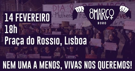 Cartaz 10minutos de barulho! NEM uma a MENOS, VIVAS nos queremos! Greve Feminista Internacional 14 Fevereiro 2020 Rede 8 de Março Lisboa