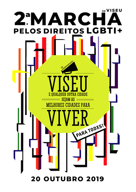 Cartaz 2.ª Marcha de Viseu Pelos Direitos LGBTI+ 20 de outubro de 2019