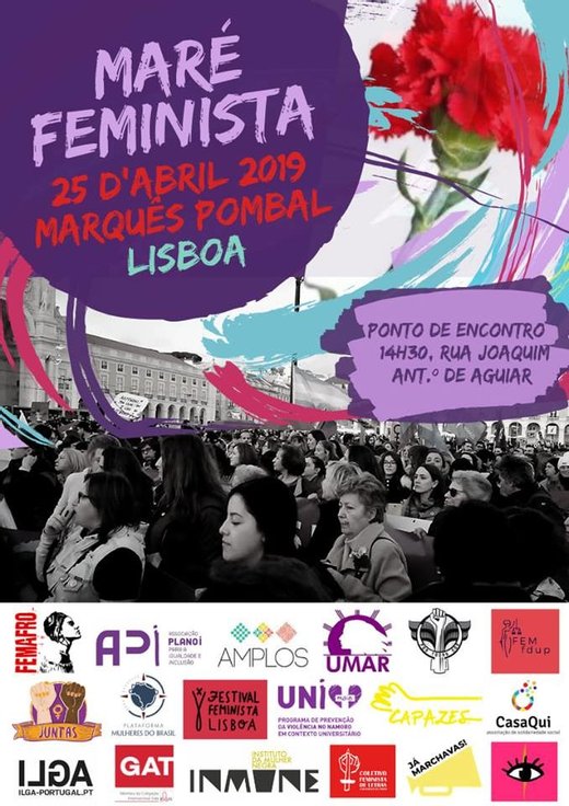 Cartaz 2 Maré Feminista no 25 de Abril e no 1º de Maio Lisboa