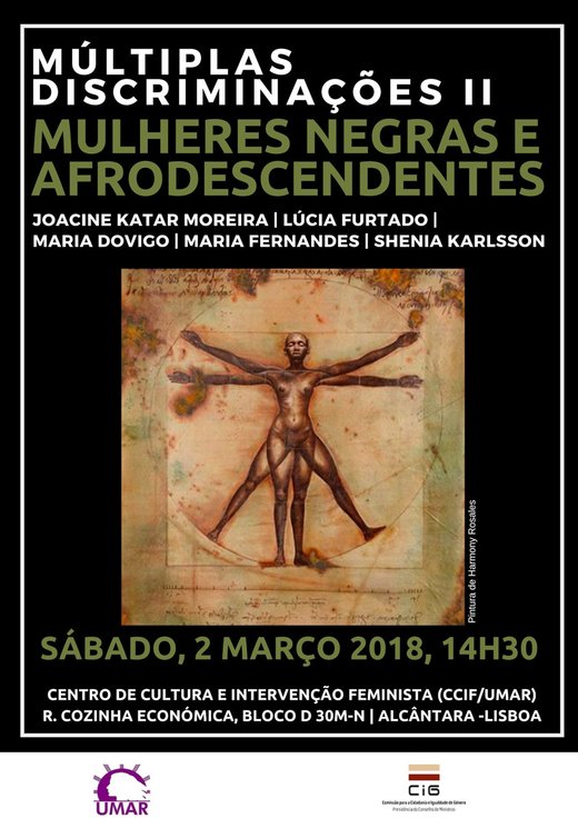 Cartaz tertúlia «Mulheres Negras e Afrodescendentes» 2019-03-02 Lisboa