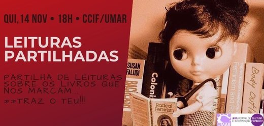 Cartaz 3.ª Sessão de Leituras Partilhadas no CCIF 14 Novembro 2019 UMAR Lisboa