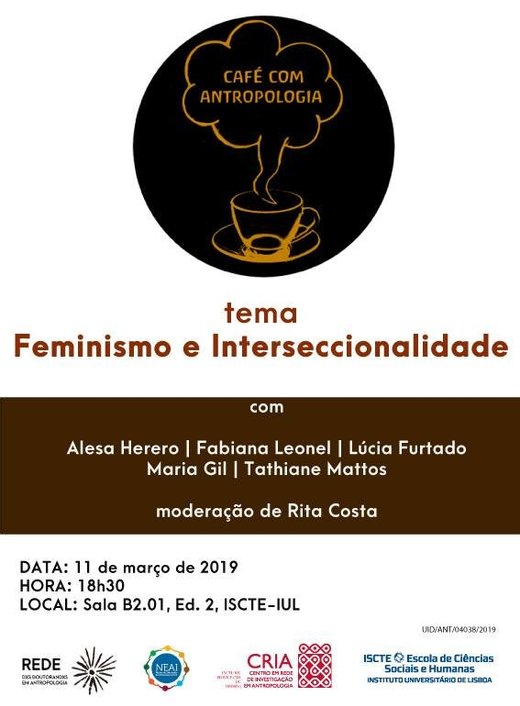 Cartaz 4º Café com Antropologia: Feminismo e Interseccionalidade 2019-03-11