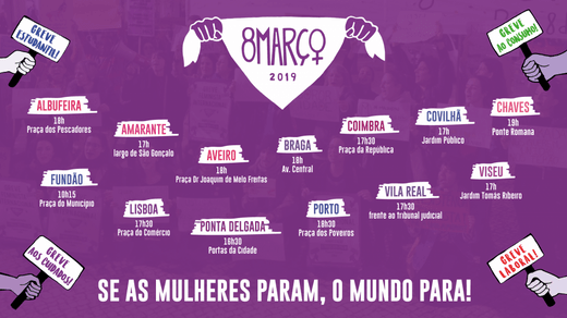 Cartaz da greve feminista internacional 8 de março de 2019 - Portugal