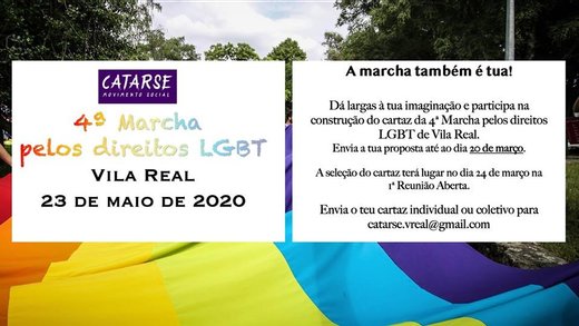Cartaz 4ª Marcha pelos direitos LGBT de Vila Real 23 maio 2020 Catarse / Movimento Social