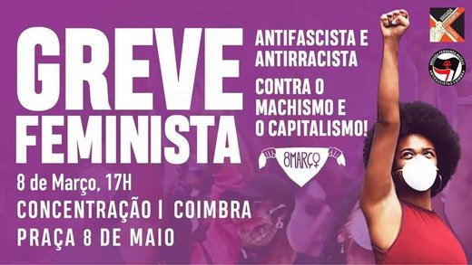 Cartaz 8M Coimbra: Concentração | Greve Feminista Internacional 2021 Rede 8 de Março