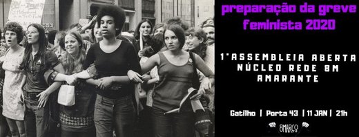 Cartaz Amarante // 1ª assembleia aberta greve feminista 2020 11 Janeiro 2020 Amarante Rede 8 de Março