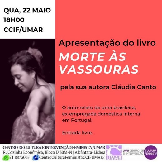 Cartaz Apresentação do livro "Morte às Vassouras" de Claudia Canto 22 Maio 2019 Lisboa