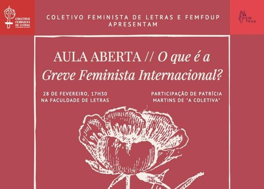 Cartaz Aula Aberta: O que é a Greve Feminista Internacional? 2019-02-28