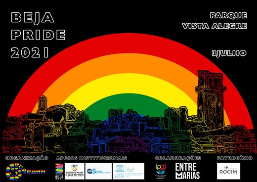 Cartaz Beja Pride 2021 3 Julho Parque Vista Alegre Arruaça Associação Beja