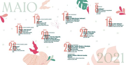 Cartaz Calendário Programa Abril No Feminino 2ª edição Maio 2021 Coimbra