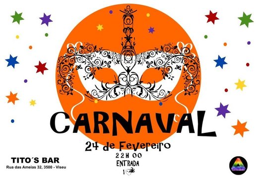 Cartaz Carnaval 24 Fevereiro 2020 LGBTI VISEU e Tito´s Bar Viseu