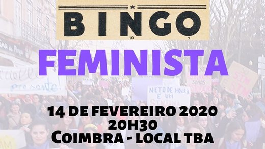 Cartaz Coimbra | Bingo Feminista R8M 14 Fevereiro 2020 Rede 8 de Março - Local TBA