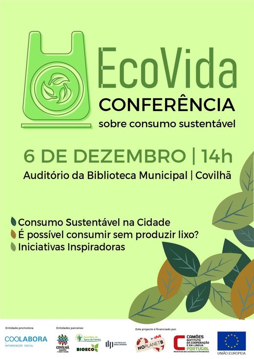 Cartaz Conferência EcoVida - conversas sobre consumo sustentável 6 Novembro 2019 Covilhã