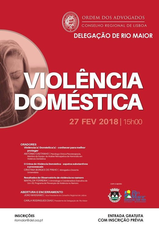 Cartaz Conferência sobre Violência Doméstica, promovida pela Ordem dos Advogados 2019-02-27 Rio Maior