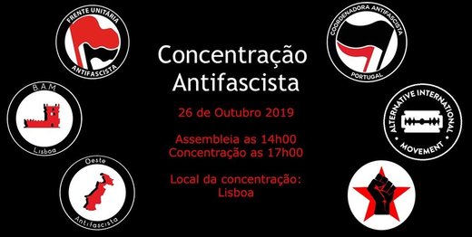 Cartaz Criação da FUA - Sul + Concentração Antifascista 26 Outubro 2019 Lisboa