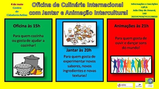 Cartaz Culinária Jantar e Animação Intercultural Maio DI CMS 4 Maio 2019 Centro de Cidadania Activa Setúbal