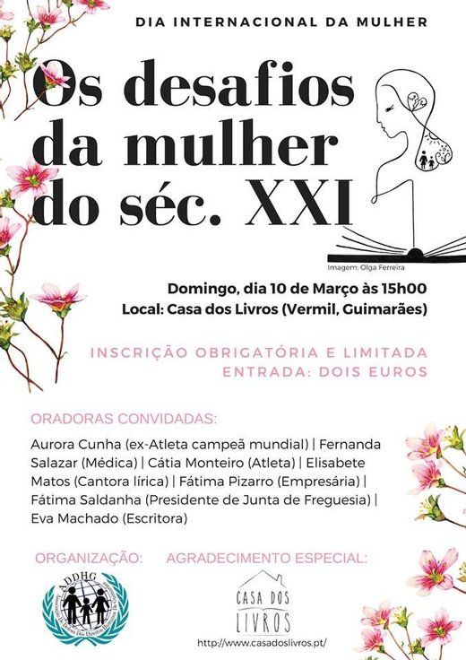 Cartaz "Desafios da Mulher do século XXI" 2019-03-10 Vermil, Guimarães.