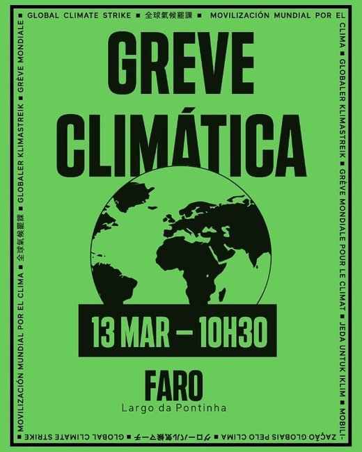 Cartaz Faro | 5ª Greve Climática Estudiantil Global 13 Março 2020 Algarve Portugal