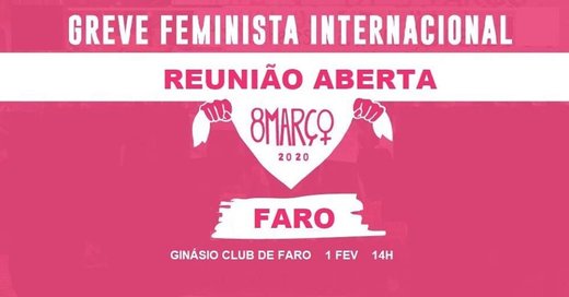 Cartaz FARO | Reunião de preparação 8M Greve Feminista Internacional 1 Fevereiro 2020 Rede 8 de Março