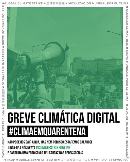 Cartaz Greve Climática Digital Estudantil 13 Março 2020 Mobilização mundial pelo clima em quarentena