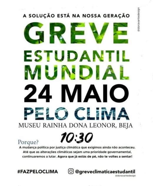 Cartaz GREVE CLIMÁTICA ESTUDANTIL- BEJA 24 Maio 2019