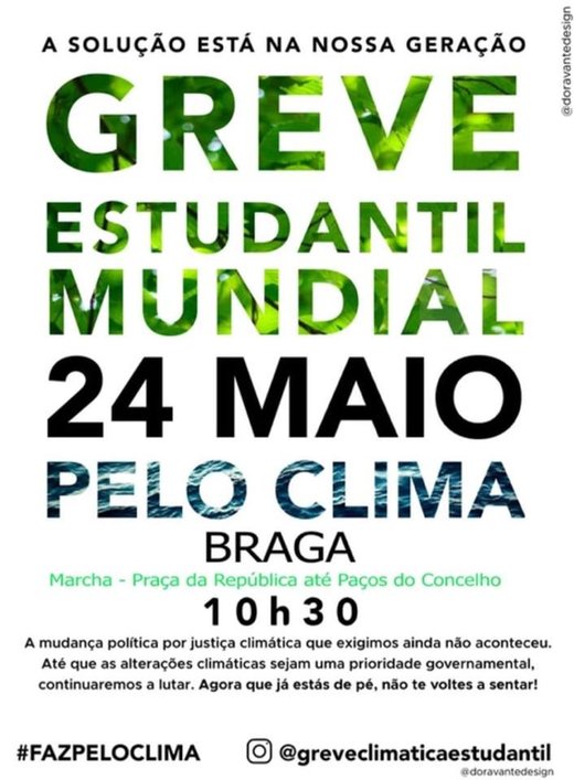 Cartaz GREVE CLIMÁTICA ESTUDANTIL-BRAGA 24 Maio 2019
