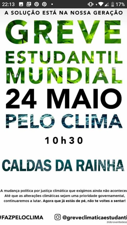 Cartaz GREVE CLIMÁTICA ESTUDANTIL-CALDAS DA RAINHA 24 Maio 2019