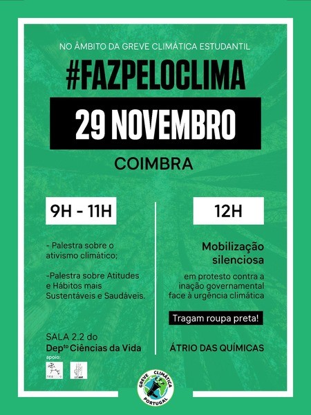 Cartaz Greve Climática Estudantil- Coimbra 29 Novembro 2019