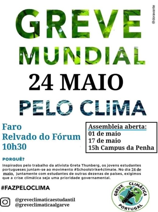 Cartaz GREVE CLIMÁTICA ESTUDANTIL-FARO 24 Maio 2019