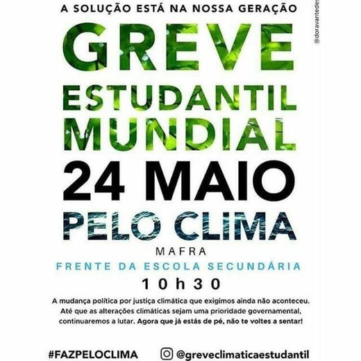 Cartaz GREVE CLIMÁTICA ESTUDANTIL-MAFRA 24 Maio 2019