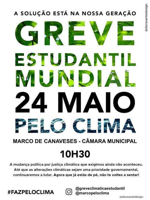 Cartaz GREVE CLIMÁTICA ESTUDANTIL-MARCO DE CANAVESES 24 Maio 2019