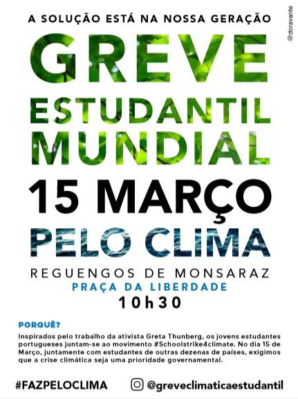 Cartaz Greve Climática Estudantil - Reguengos de Monsaraz 15M 2019