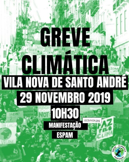 Cartaz Greve Climática Estudantil - Vila Nova de Santo André 29 Novembro 2019