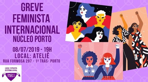Cartaz Greve Feminista Internacional 2020 Núcleo do Porto 8 Julho 2019 Porto