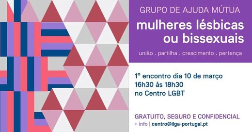 Cartaz Grupo de Encontro e Partilha de Mulheres Lésbicas ou Bissexuais 20019-03-10 Lisboa