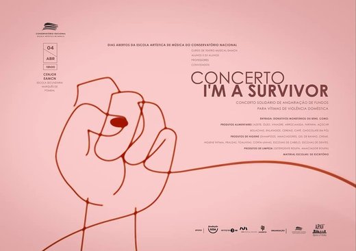 Cartaz I'm a Survivor- Concerto Solidário 4 Abril 2019 Lisboa