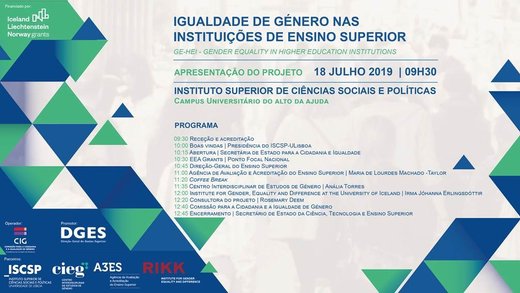 Cartaz Igualdade de Género nas Instituições de Ensino Superior 18 Julho 2019 Lisboa