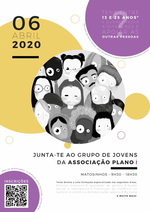 Cartaz Junta-te ao Grupo Jovens da Associação Plano i 6 Abril 2020 Matosinhos Porto