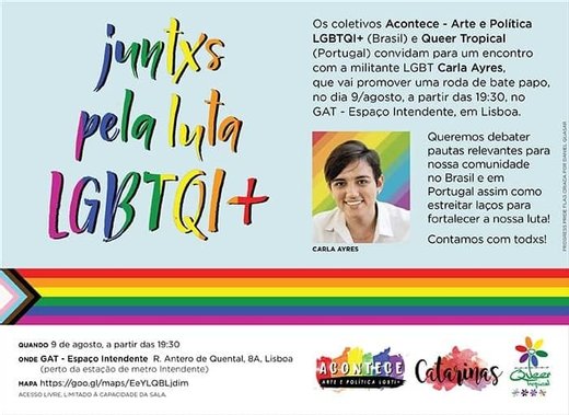Cartaz Juntos pela Luta Lgbtqi+ 9 Agosto 2019 Lisboa