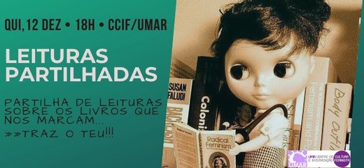 Cartaz Leituras Partilhadas no CCIF 12 dezembro 2019 UMAR - União de Mulheres Alternativa e Resposta‎ Lisboa