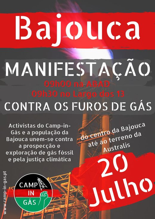 Cartaz Manifestação Contra os Furos de Gás 20 Julho 2019 Bajouca