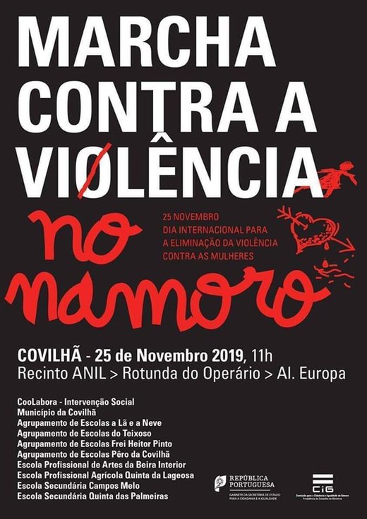 Cartaz Marcha Contra a Violência no Namoro 25 Novembro 2019 Covilhã