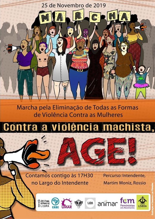 Cartaz Marcha pelo Fim da Violência Contra as Mulheres 2019 - Lisboa 25 Novembro 2019