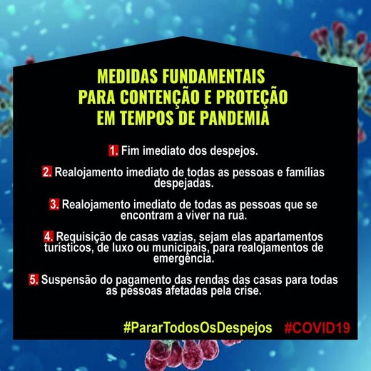Cartaz Medidas1 Como se faz quarentena sem casa? #PararTodosOsDespejos #COVID19 Março 2020 Portugal
